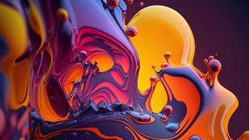 une coloré liquide éclaboussures dans une foncé Contexte établi par ai généré photo
