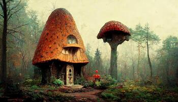 homme Coupe cèpes champignon avec couteau en plein air, fermer. génératif ai photo