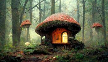 homme Coupe cèpes champignon avec couteau en plein air, fermer. génératif ai photo