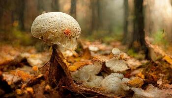 cèpe champignon croissance dans l'automne forêt. génératif ai photo