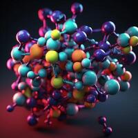 une coloré image de une molécule ai génératif photo