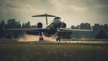 une privé jet prise de , généré ai image photo