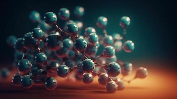 science Contexte avec molécule ou atome, généré ai image photo