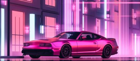 violet rose rétro style voiture cyberpunk génératif ai photo