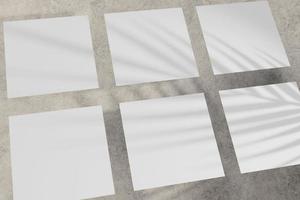 maquette de six carré salutation cartes avec paume feuille ombre recouvrir photo