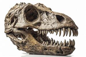 dinosaure crâne sur blanc arrière-plan, établi avec génératif ai photo