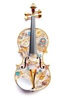 génératif ai, magnifique musical instrument violon, broche, opale pierre et d'or Couleur palette isolé sur blanc Contexte. bijouterie, bijoux proche en haut photo