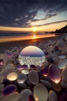 miroir séance sur Haut de une plage suivant à le océan. génératif ai. photo