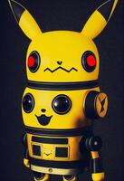 proche en haut de une jouet de une Pikachu robot. génératif ai. photo
