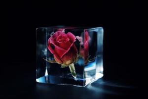 Rose la glace cube. produire ai photo