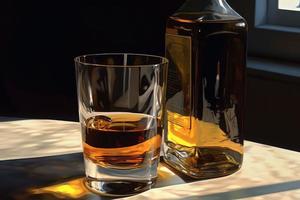 whisky verre bouteille. produire ai photo