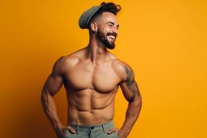 ai génératif portrait de une Beau musclé homme photo