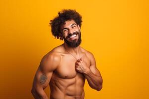 ai génératif portrait de une Beau musclé homme photo