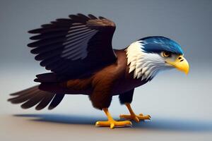 chauve Aigle oiseau - 3d rendu illustration. ai généré photo