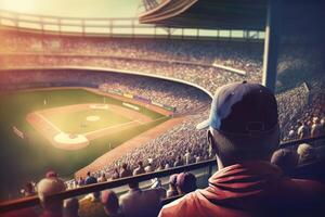 base-ball chauve souris dans le stade. ai généré photo