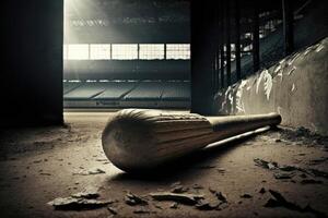 base-ball chauve souris dans le stade. ai généré photo