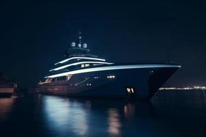 yacht mer nuit. produire ai photo