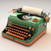 milieu siècle ancien machine à écrire sur blanc Contexte. rétro clavier. ai photo