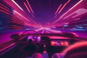 futuriste rétro vague synthé vague auto. neural réseau ai généré photo