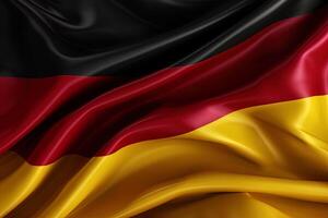 noir, rouge, et or arrière-plan, agitant le nationale drapeau de Allemagne, agité une très détaillé fermer. ai généré photo