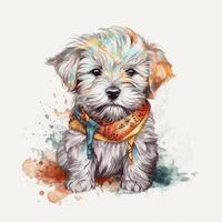 mignonne aquarelle bébé chien. illustration ai génératif photo