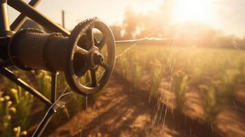 irrigation système dans fonctionnel arrosage de agricole les plantes illustration ai génératif photo