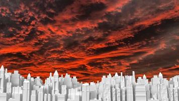 blanc ville bâtiment et crépuscule ciel 3d le rendu photo