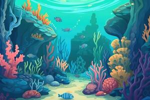 sous-marin corail récif plein de mer créatures . ai généré photo