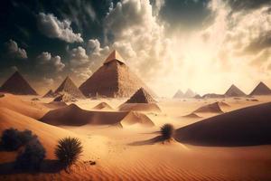 génial pyramides de gizeh, Egypte dans ensoleillé jour. neural réseau généré art photo