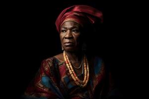 magnifique africain femme dans ethnique robe. neural réseau ai généré photo