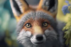 Renard dans vert forêt. faune scène de la nature. neural réseau ai généré photo