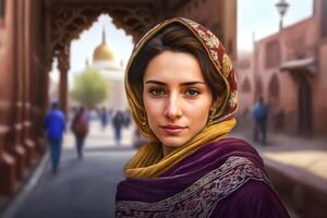 iranien femme portrait. neural réseau ai généré photo