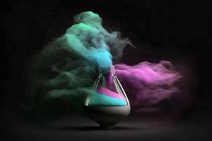 parfum bouteille éclaboussure de coloré le sable peindre. neural réseau généré art photo