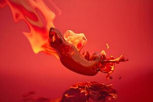 Frais rouge Chili poivre dans Feu comme une symbole de brûlant sentiment de épicé nourriture et épices. rouge Contexte. neural réseau ai généré photo