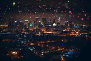 moderne ville à nuit. neural réseau ai généré photo