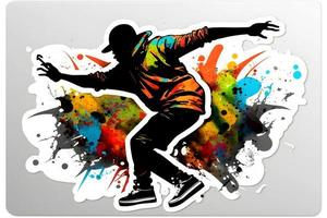 africain américain hanche saut Danseur performant sur aquarelle éclaboussure Contexte. neural réseau généré art photo