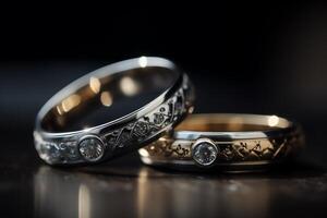 fermer de mariage anneaux ai généré photo