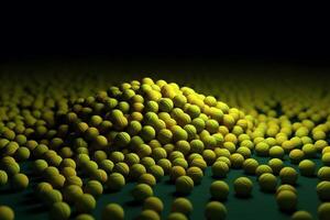 panoramique vue de tennis des balles pile dans 3d. ai généré photo
