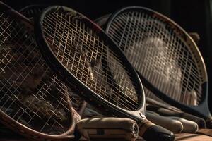 tennis équipement raquettes. ai généré photo