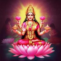 maha lakshmi images Télécharger mah laxmi déesse sur lotus images génératif ai photo