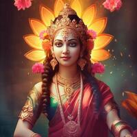 maha lakshmi images Télécharger mah laxmi déesse sur lotus images génératif ai photo