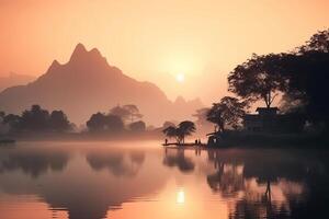 le magnifique asiatique paysage génératif ai photo