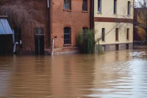 inondation sur le ville rue. génératif ai photo