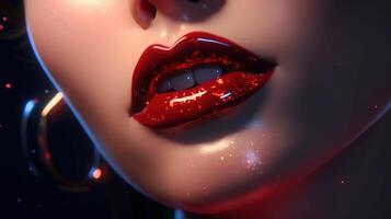 scintillait rouge lèvres, numérique art illustration, génératif ai photo
