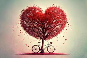 exceptionnel l'amour arbre et vélo avec cœurs photo