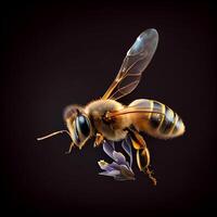 mon chéri abeille mouche dans le jardin avec fleur et nectar ai génératif photo