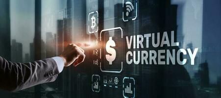concept d'investissement de change de monnaie virtuelle. fond de technologie financière photo