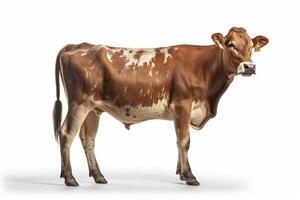 Jersey vache sur blanc arrière-plan, établi avec génératif ai photo