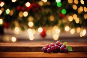 verre de rouge du vin et les raisins sur une en bois table.bouteille et verre de rouge du vin avec les raisins. génératif ai photo