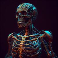 3d illustration de une Humain squelette 3d rendre, ai génératif image photo